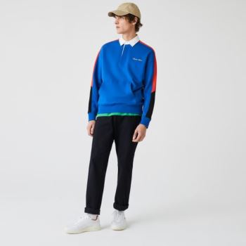 Lacoste LIVE Colorblock Fleece Polo Sweatshirt - Mikiny Pánské Blankyt / Bílé | CZ-rLLcK3